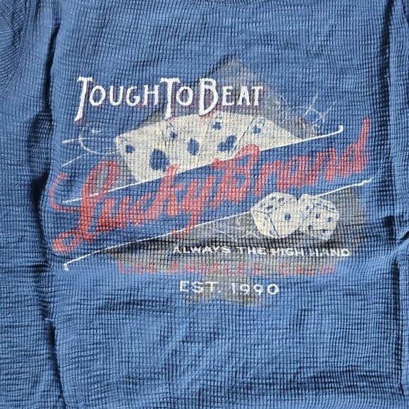 Lucky Brand "Tough to Beat" Las Vegas Blue Size Medium Waffle Knit Long Sleeve - Picture 5 of 7